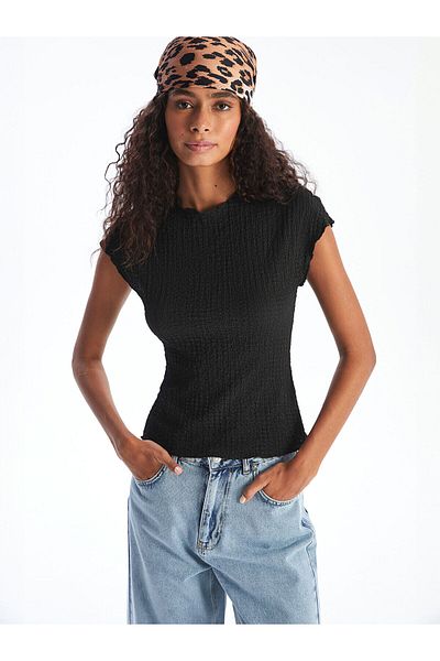 LC Waikiki Women's Stand Collar Textured Body