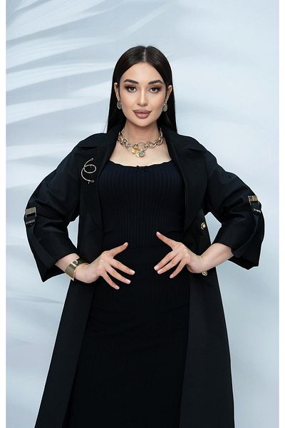 Eccim Fashion Linen Collar Snake Brooch Lined Long Women's Trench Coat