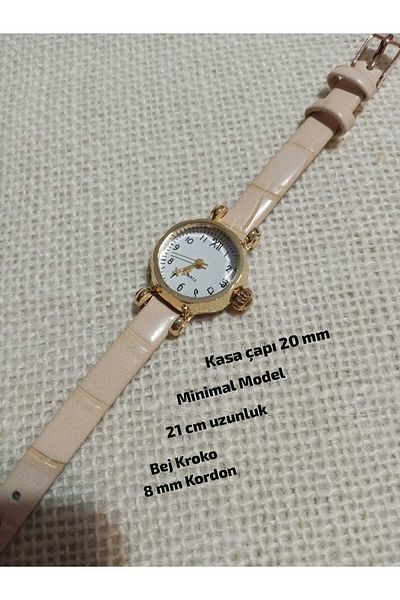 Brality Retro Minimal Model Vintage Still Gold Case Women's Wristwatch.. Detailed with Numbers.. Beige Cord 0112