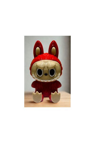 Cochines Sitting Labubu Figure - Red Labubu Healthy Petg Material 3D Figure 9.5cm