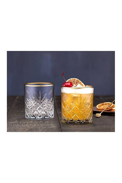 Paşabahçe Pasabahce Golden Touch Whiskey Glass, 4 Pcs, 345 Cc