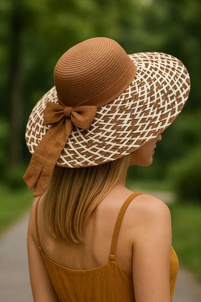 WOHOME Broad-Brimmed Straw Women's Hat with Ribbon Detail