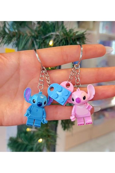 marimari Stitch and Angel Mini Figure Couple Keychain Gift