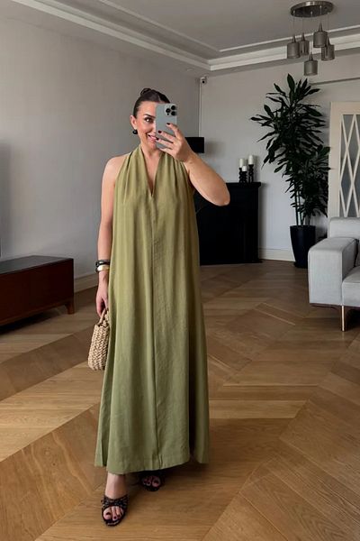 Tuba Butik Back Low-cut Long Dress