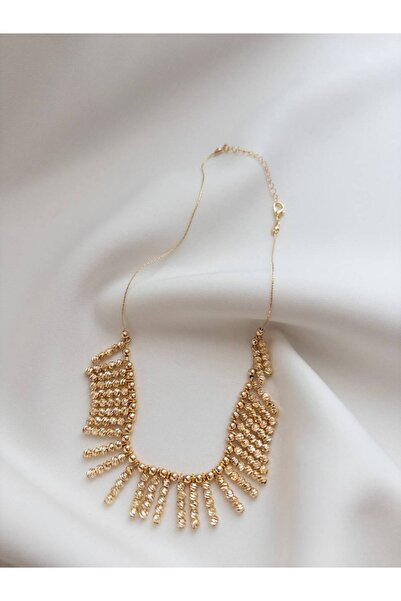 Minne Jewelry-Accessory Dorika Kolye - Altın Renk Dorika Kolye - Püsküllü Dorika Kolye