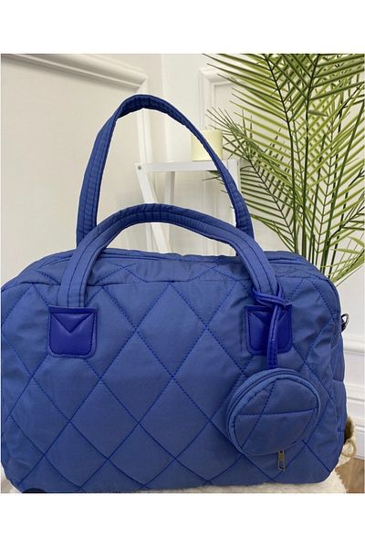 MODA Midnight Blue Quilted Accessory Wallet Zipper Wide Arm Purse