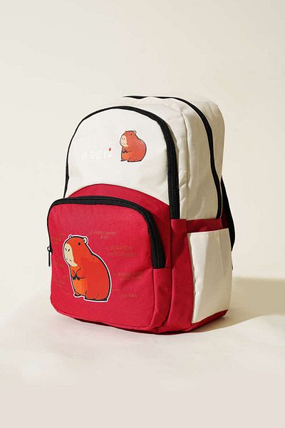7K Red Capybara Primary School Junior High School and Daily Use Convenient Waterproof Backpack