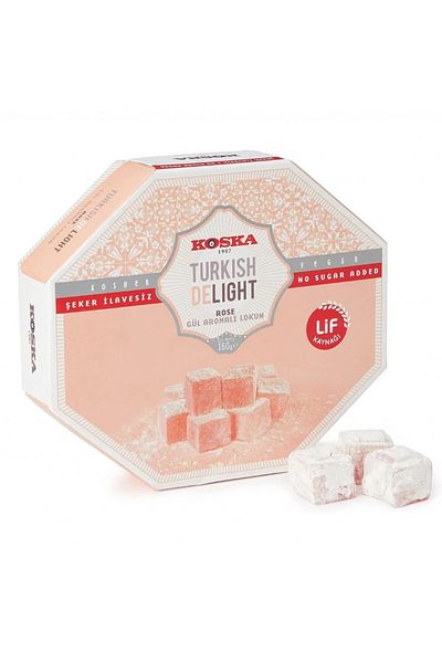 Koska Rahat Turcesc cu aromă de Trandafir FĂRĂ ZAHĂR adăugat, 160g
