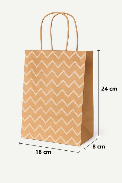 HDF PAZARLAMA 25 Pieces Zigzag Patterned 18*8*24 Kraft Bags