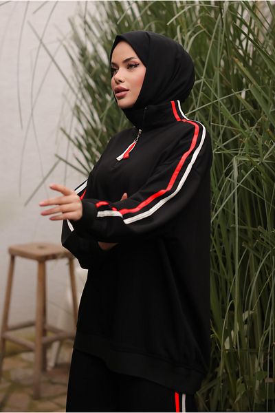 MİMİ Luxury Wear Γυναικείο Σετ Φόρμα Hijab με γιακά με φερμουάρ