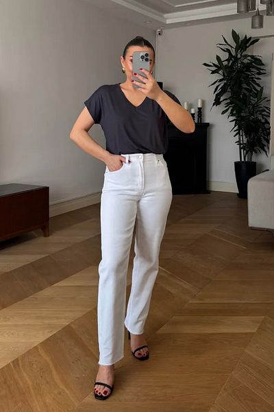 Tuba Butik Cut Leg Boyfit Women's Denim Trousers