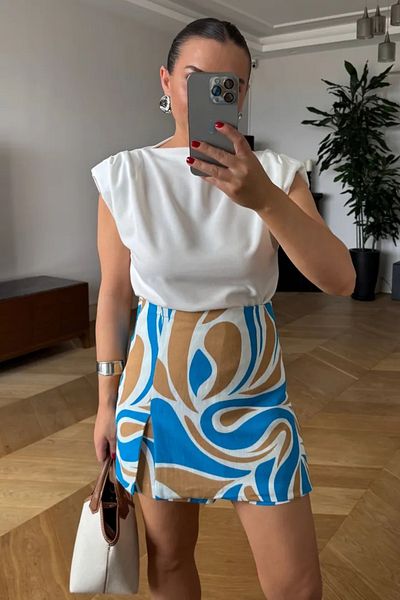 Tuba Butik تنورة قصيرة منقوشة