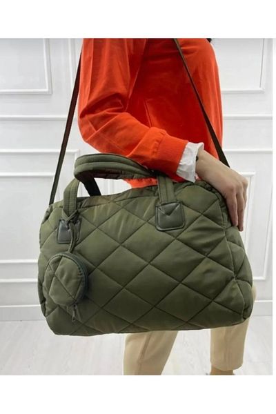 MODA Oil Green Quilted Accessory Wallet Zipper Wide Sleeve Purse