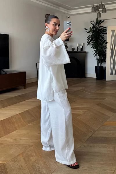 Tuba Butik Modal Overzise Shirt Pants Women's Set