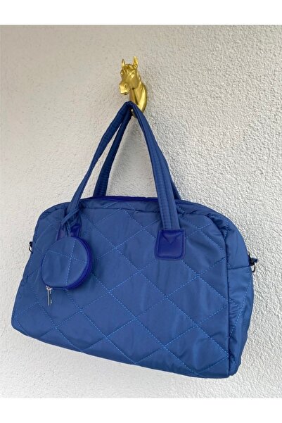 MODA Gece mavisi kapitone aksesuar cüzdan fermuarlı geniş kol çanta