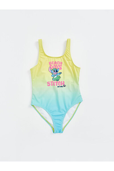LC Waikiki Stitch Baskılı Hızlı Kuruyan Kız Çocuk Mayo