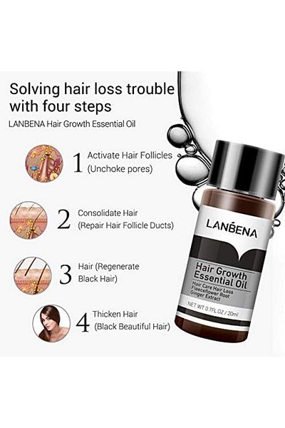 LANBENA خلاصة نمو الشعر، زيت عطري سائل للعناية بالشعر سريع وقوي، علاج ومنع تساقط الشعر، 20 مل