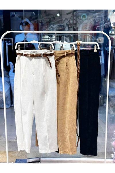 Sachistanbul Women's Belted Linen Trousers