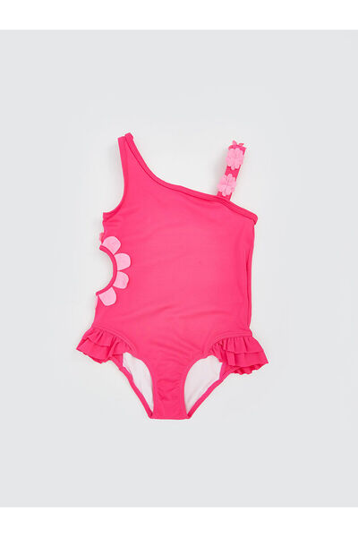 LC Waikiki Vizyon New Season Boat Neck Floral Girl's Swimsuit