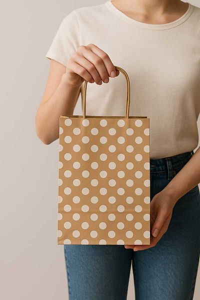 HDF PAZARLAMA 25 Pieces Point Patterned 15*8*20 Kraft Bags