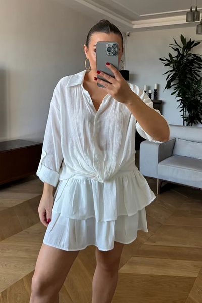 Tuba Butik قميص نسائي بتفاصيل عقدة