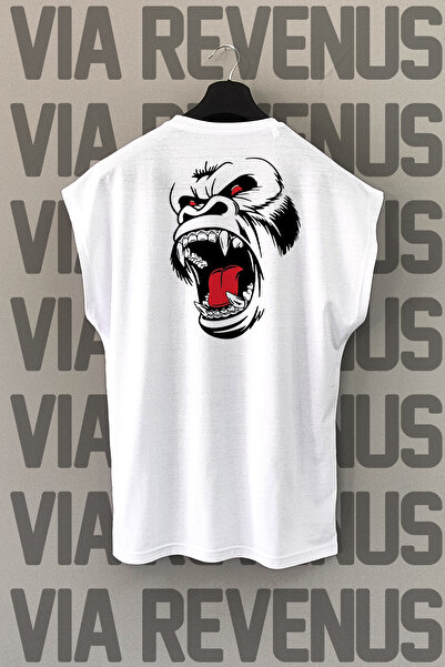 Vordevia Tricou sport cu mânecă zero cu imprimeu pe spate Gorilla