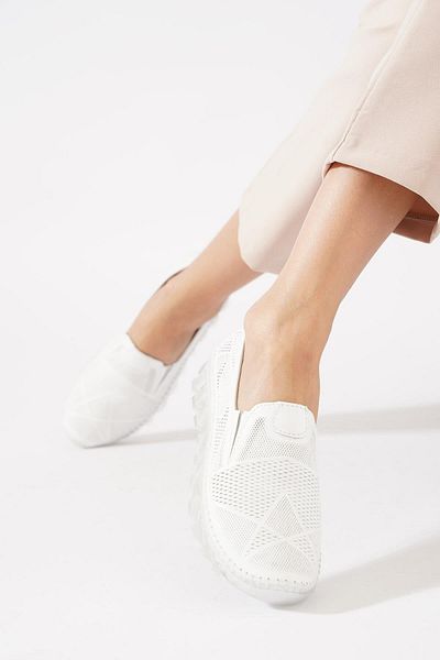 Moda Pie Naste Double Tire Laser Women's Genuine Leather Shoes White Skin