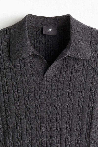 H&M Regular Fit Cable-knit polo shirt