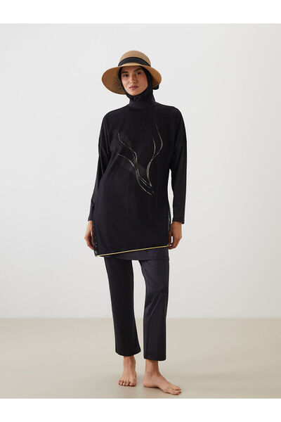 LC Waikiki Özmarka New Season High Neck Printed Women's Hijab Swimsuit Set