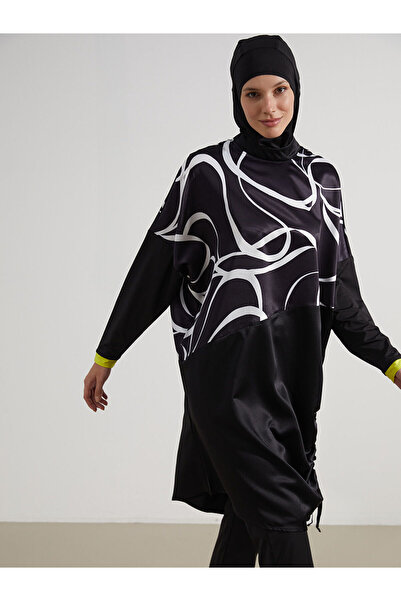 LC Waikiki Vizyon New Season Stand Collar Patterned Women's Hijab Swimsuit Set