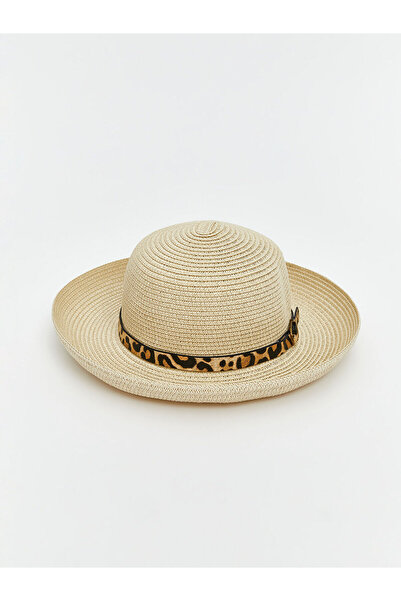 LC Waikiki Beige Leopard Patterned Women's Straw Hat
