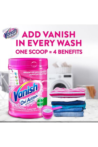 Vanish مسحوق أوكسي أكشن لإزالة البقع عن الملابس البيضاء والملونة، عبوة 1 كجم