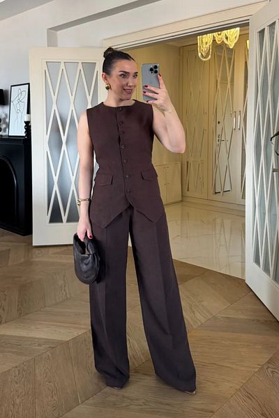 Tuba Butik Crew Neck Linen Blend Women's Vest