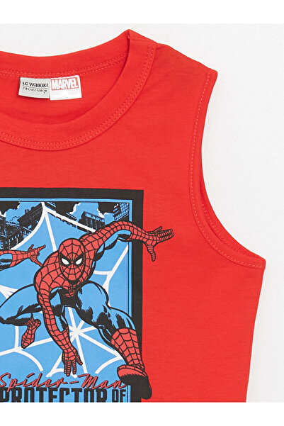 LC Waikiki LCW Kids Bisiklet Yaka Spider-Man Baskılı Erkek Çocuk Atlet ve Deniz Şortu