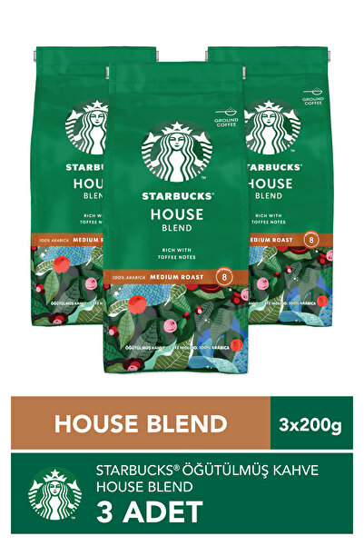starbucks coffee 3 ADET House Blend Öğütülmüş Kahve 3x200g