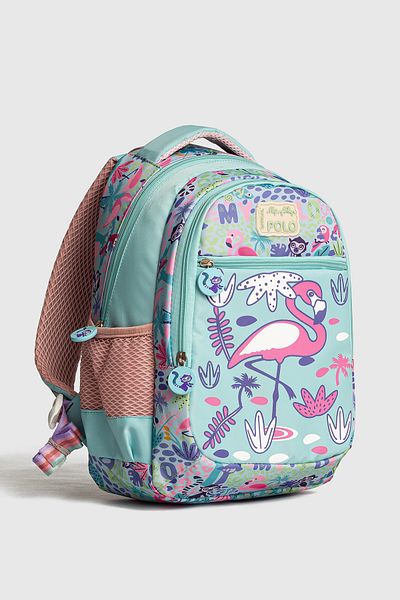 MY POLO 2075 Girl's Double Set First School Bag Nutritional Orthopedic Backpack Turquoise