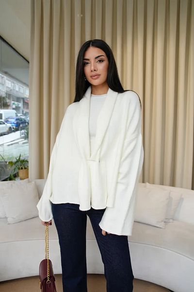 Tuba Butik Shawl Collar Knitwear Women's Cardigan