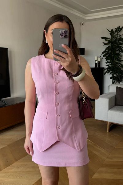 Tuba Butik Linen Mini Skirt