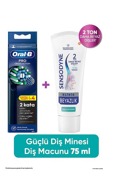 Sensodyne Klinik Whitepower Strong Dental Ore Toothpaste 75 ml + Pro Cross Action X-Filament 4 Pcs Black