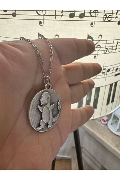 Herşey Nota Pokemon Locket Necklace with Charmander Figure 60 cm Chain |   Dinosaur Themed Unisex Jewelry