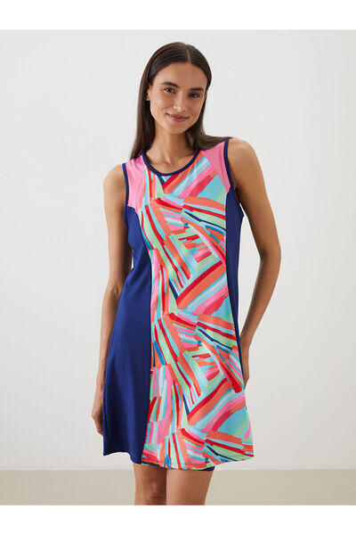 LC Waikiki Bisiklet Yaka Desenli Kadın Tesettür Mayo Takımı