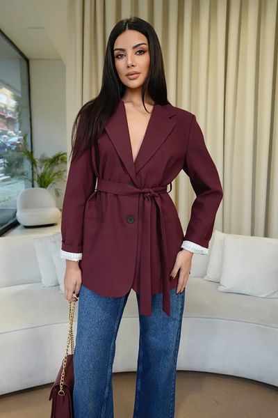 Tuba Butik Belted Blazer Women's Jacket