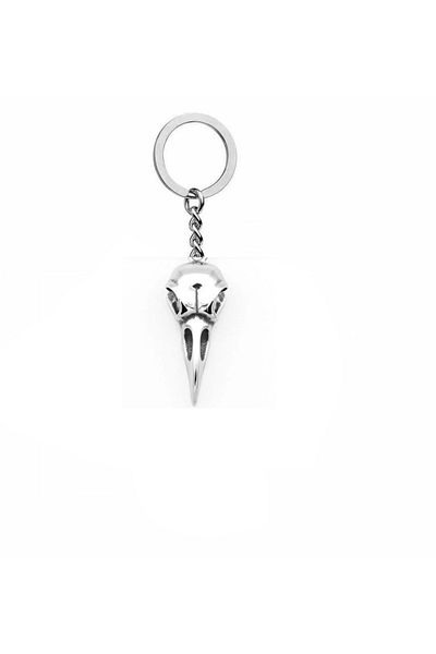 Herşey Nota Gothic Keychain with Crow Head Figure |   Mystic Unisex Metal Accessory
