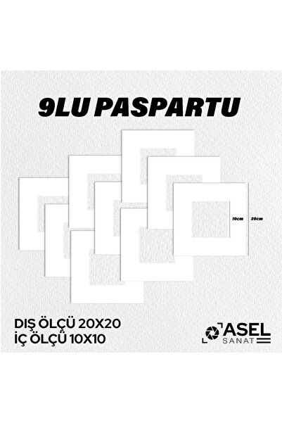 asel sanat Paspartu 20X20 - Dimensiune interioară 10X10 Paspartu 9 bucăți - P...