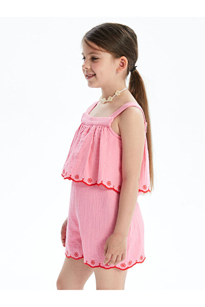 LC Waikiki Vizyon New Season Square Collar Girls' Jumpsuit