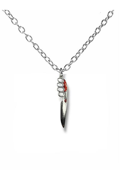 Herşey Nota Chrome Red Knife Figured Necklace with 60 cm Chain |   War Themed Unisex Jewelry