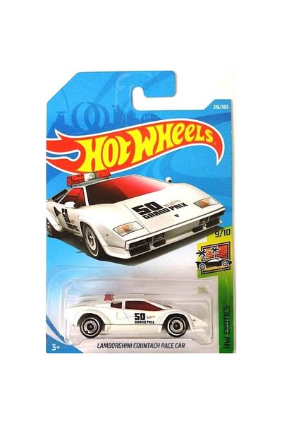 HOT WHEELS Masinuta metalica Hot Wheels, Lamborghini Countach Pace Car, Colectia 2018, 1:64, Alb