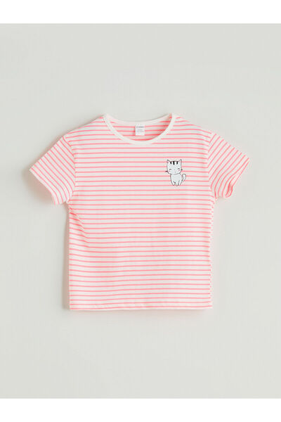 LC Waikiki New Season Crew Neck Striped Girl's T-Shirt