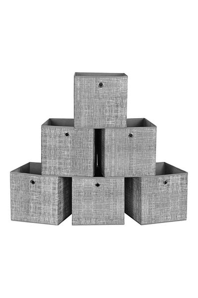ASTERA Storage Box Set of 6 - Non Woven Fabric, with Handles, Folding, for Clothes, Gray