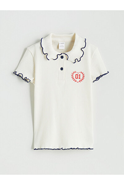 LC Waikiki Bedrucktes Mädchen-T-Shirt mit Polokragen